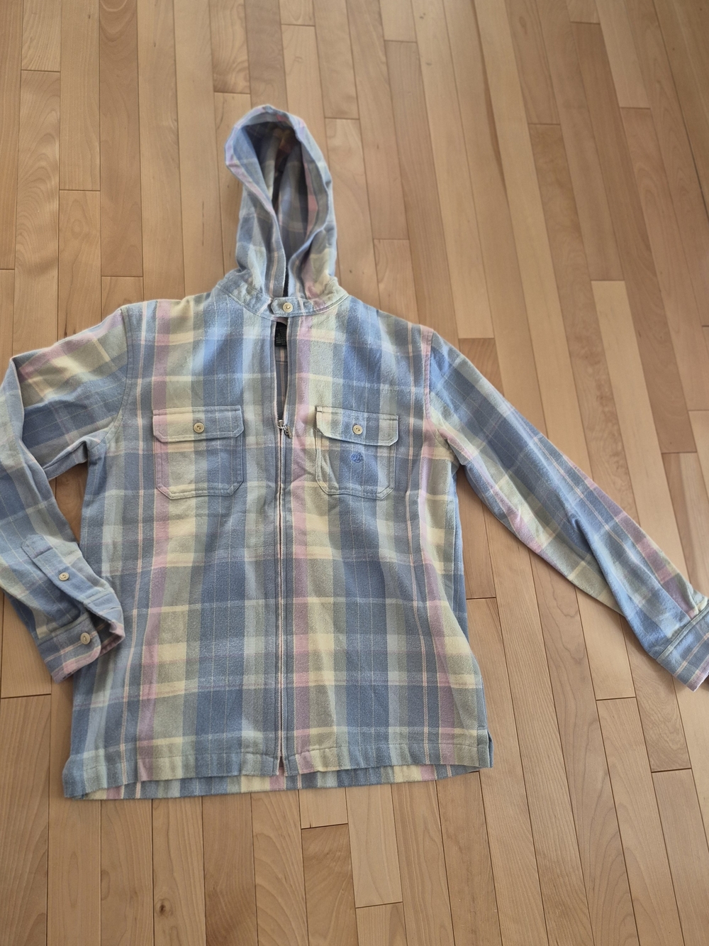 Ralph Lauren Pastel Plaid Hooded Shirt Jacket Northern Lights